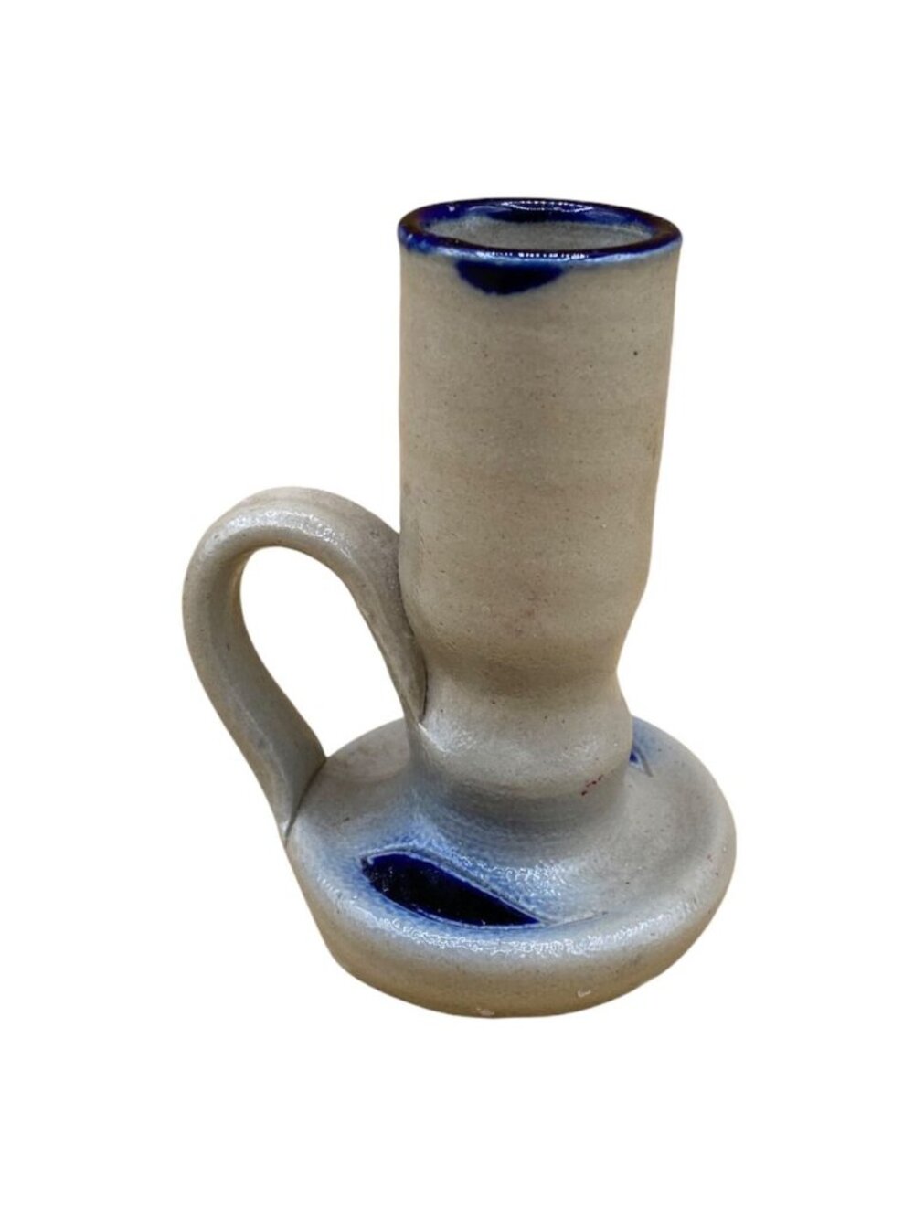 Williamsburg Pottery Salt Glazed Cobalt Blue Leaf Candle Holder Single 3 3/4” - Picture 8 of 8